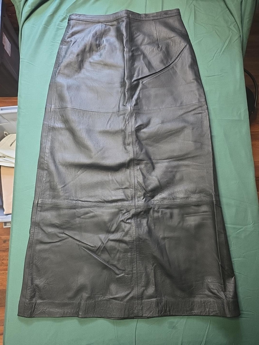 Newport News Genuine Leather Black Maxi Skirt Women's Size 10 Y2K Vintage